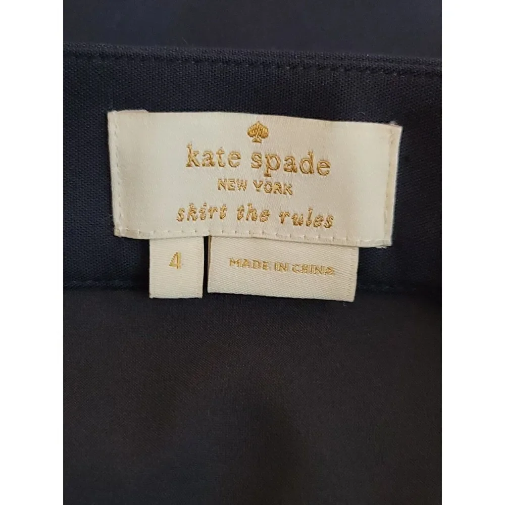 Kate Spade New York Women's Dark Blue Pleated Above Knee Pencil Skirt Size 4 t22